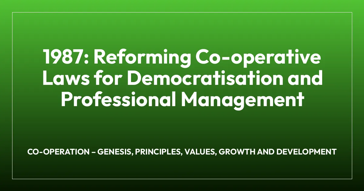 1987: Reforming Co-operative Laws for Democratisation and Professional Management