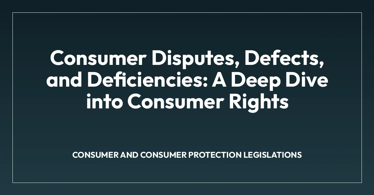 Consumer Disputes, Defects, and Deficiencies: A Deep Dive into Consumer Rights