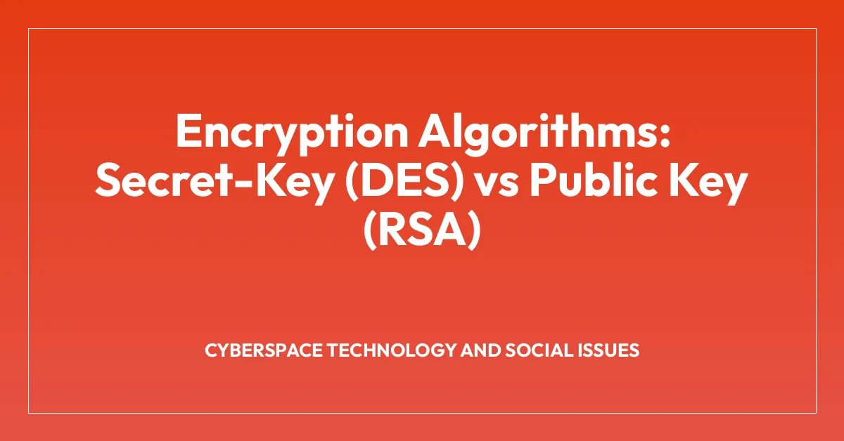 Encryption Algorithms: Secret-Key (DES) vs Public Key (RSA)