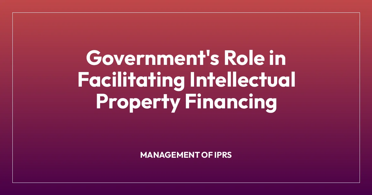 Government’s Role in Facilitating Intellectual Property Financing