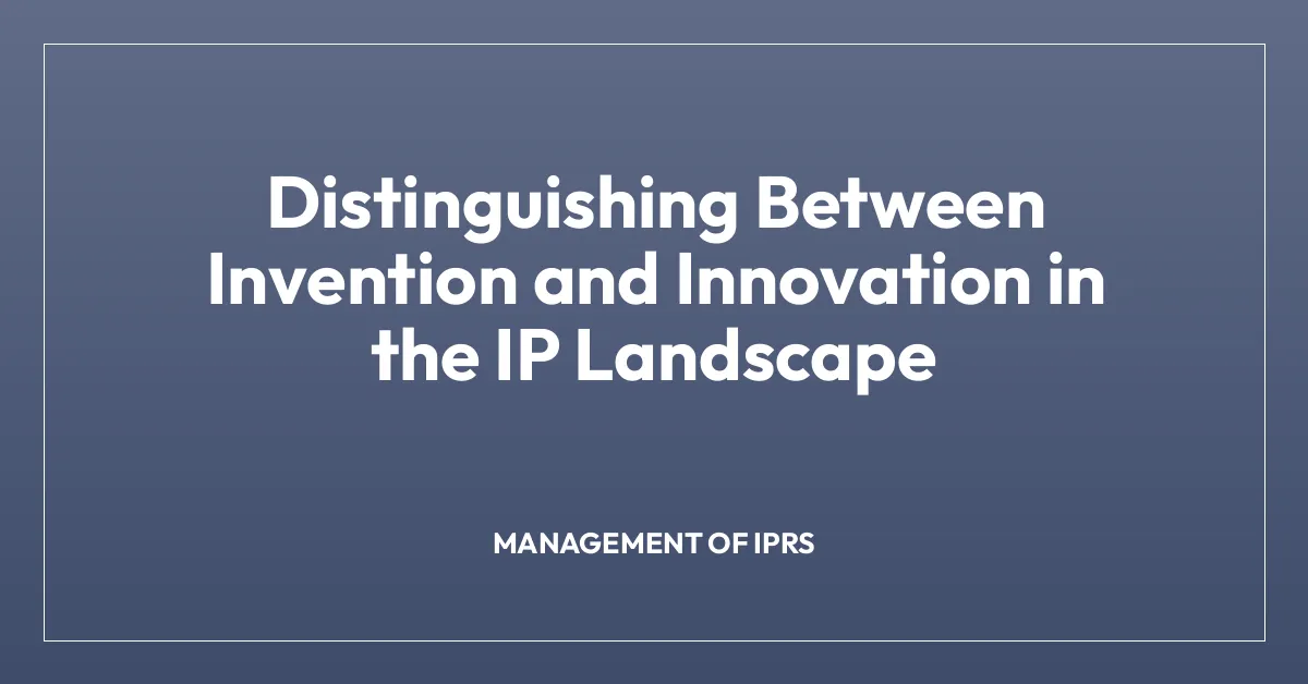 Distinguishing Between Invention and Innovation in the IP Landscape