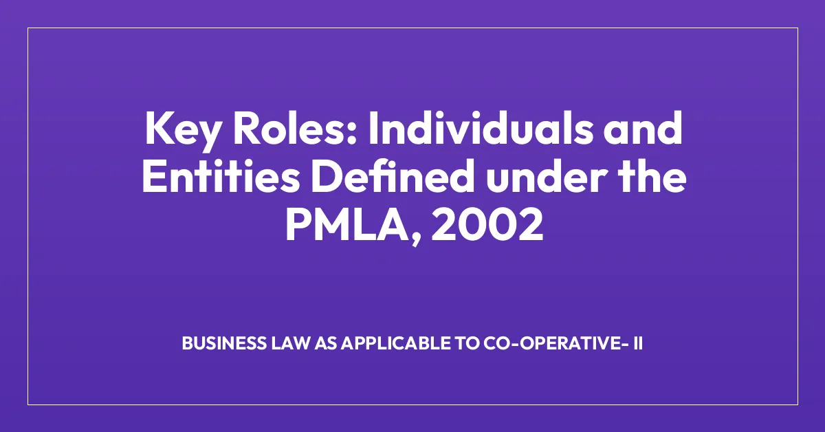 Key Roles: Individuals and Entities Defined under the PMLA, 2002