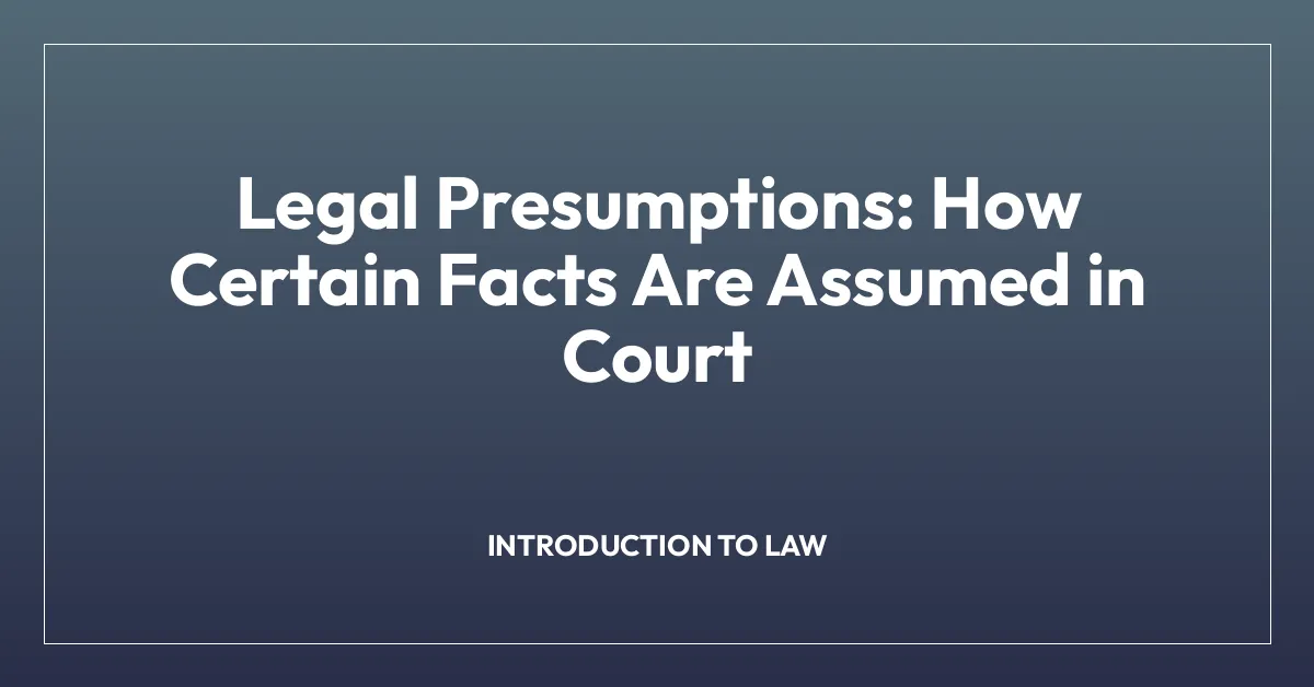 Legal Presumptions: How Certain Facts Are Assumed in Court