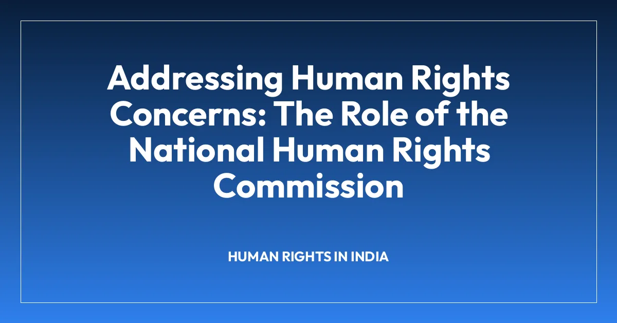 Addressing Human Rights Concerns: The Role of the National Human Rights Commission