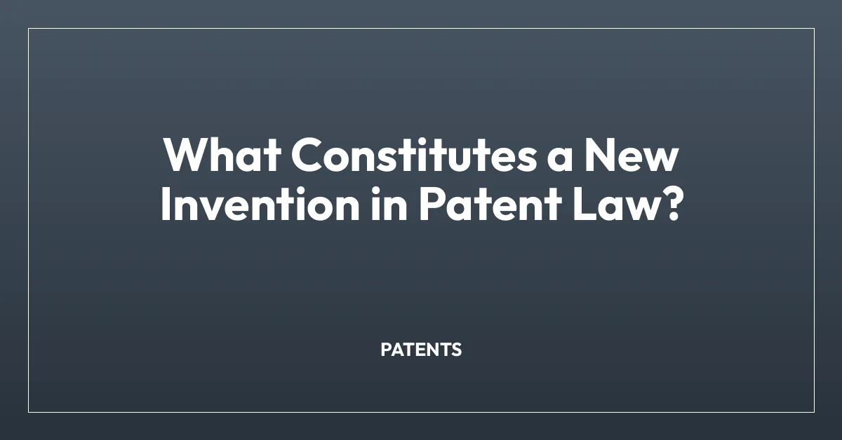 What Constitutes a New Invention in Patent Law?