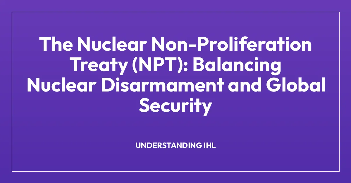 The Nuclear Non-Proliferation Treaty (NPT): Balancing Nuclear Disarmament and Global Security