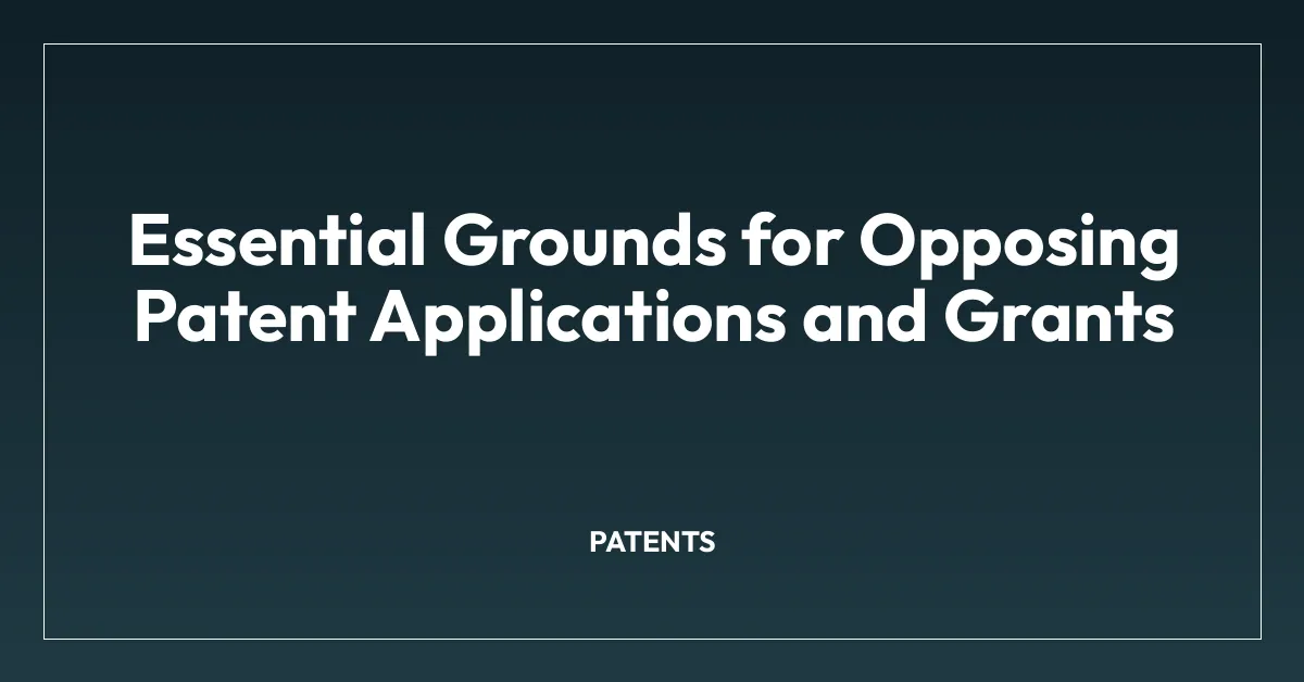 Essential Grounds for Opposing Patent Applications and Grants