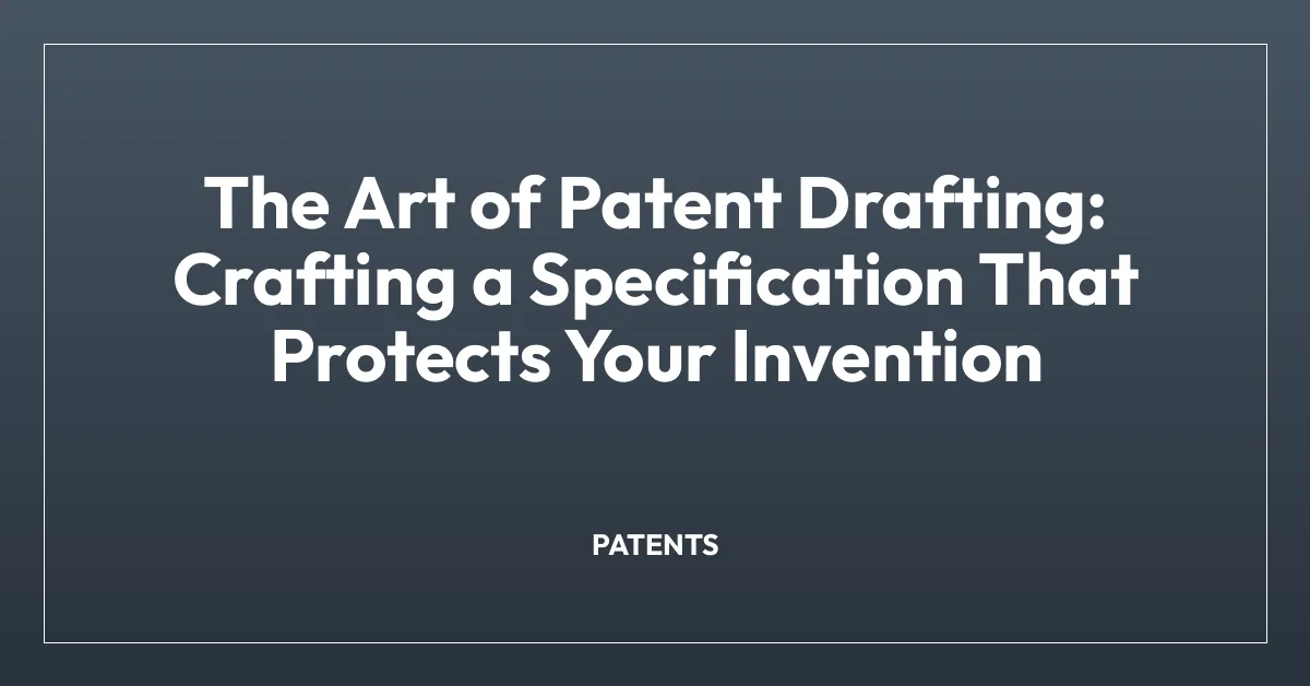 The Art of Patent Drafting: Crafting a Specification That Protects Your Invention
