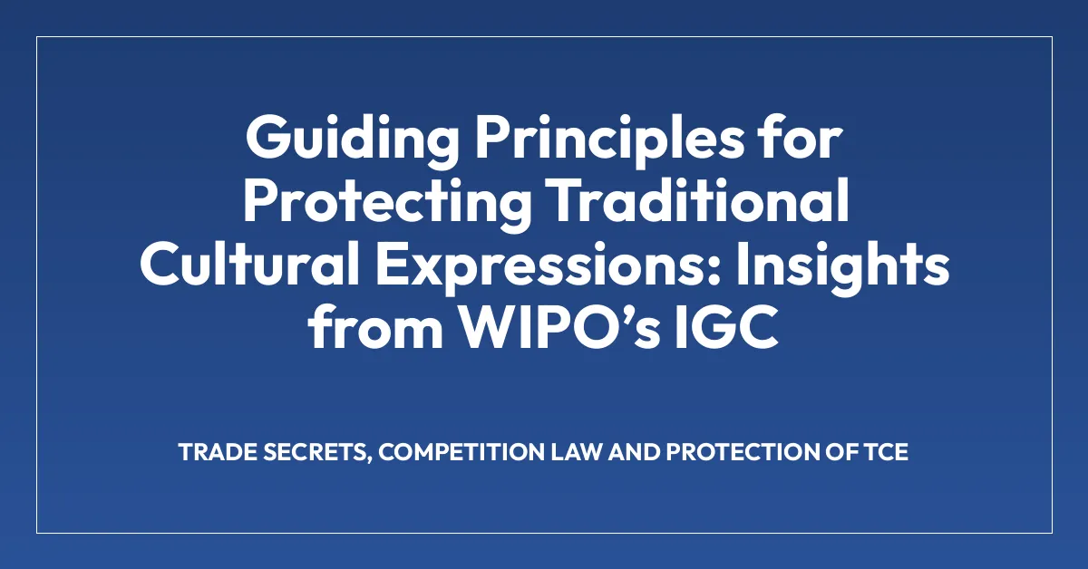 Guiding Principles for Protecting Traditional Cultural Expressions: Insights from WIPOโs IGC