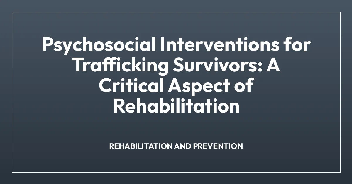 Psychosocial Interventions for Trafficking Survivors: A Critical Aspect of Rehabilitation