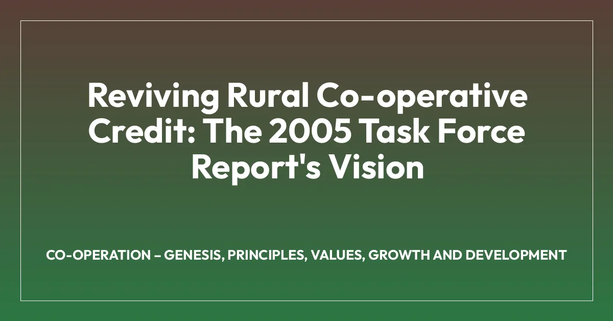 Reviving Rural Co-operative Credit: The 2005 Task Force Report’s Vision