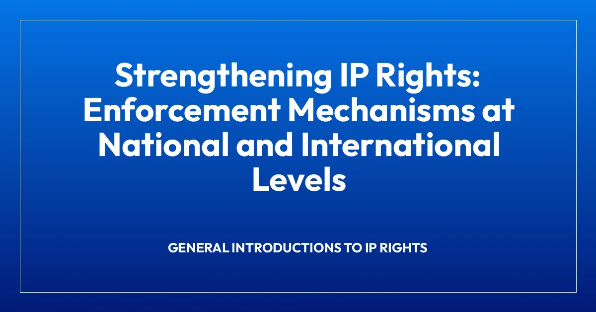 Strengthening IP Rights: Enforcement Mechanisms at National and International Levels