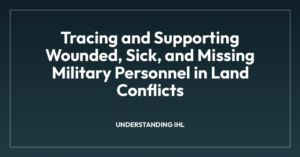Tracing and Supporting Wounded, Sick, and Missing Military Personnel in Land Conflicts