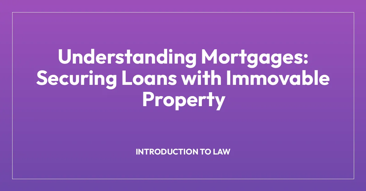 Understanding Mortgages: Securing Loans with Immovable Property