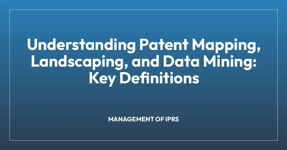 Understanding Patent Mapping, Landscaping, and Data Mining: Key Definitions