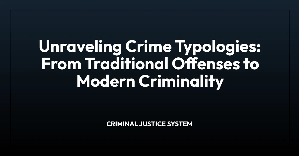 Unraveling Crime Typologies: From Traditional Offenses to Modern Criminality